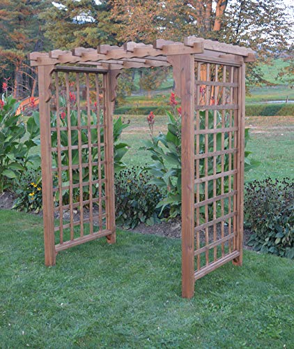 Amish-Made Lexington Style Cedar Arbor - 4' Wide Walkthrough, Oak Stain
