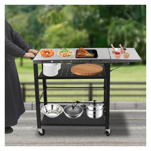 ELUKHT 4-Tier Stainless Steel BBQ Cart Rolling Grill Table for Camping & Office Portable Barbecue Trolley with Wheels Outdoor Cooking Station BBQ Accessories
