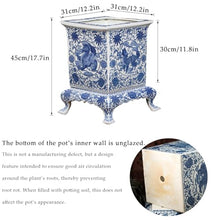 WLBHWL Chinoiserie Blue and White Chinese Porcelain Square Planter Jingdezhen Hand Painted Extra Large Flower Pots Square Porcelain
