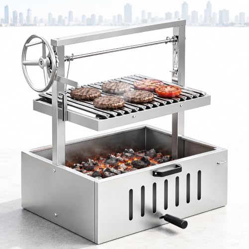 Outdoor Santa Maria BBQ Grill with Adjustable Cooking Height
