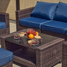 UOPYNE Patio Furniture Set, 7 Pieces Outdoor Patio Furniture with Table&Chair, All Weather Wicker Conversation Set with Ottoman