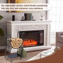 QUNZIDRESS Heavy-Duty Firewood Log Holder, Indoor Outdoor Fireplace Wood Storage Rack with 4-Piece Fire Tool Set