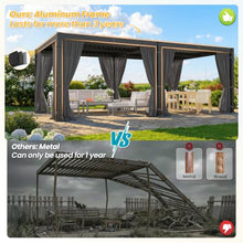 12' x 20' Pergola with Curtain & Adjustable Roof & Aluminum Frame for Patio