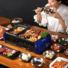 YYDS Hot Pot Smokeless Electric Barbecue Grill Hot Pot Integrated Household Barbecue Pot Automatic Rotation Worry-Free Skewers Electric Grill (Color : Blue)