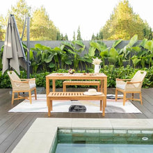 Cambridge Casual Sydney Teak Wood 5 Piece Outdoor Dining Set with Rectangular Dining Table, Includes 2-piece Dining Chair, and 2 Backless Benches, Dining Set Seats up to 6 Persoon