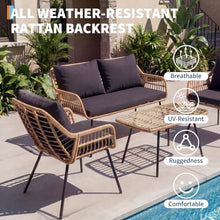 Garvee 4 Piece Patio Bistro Set, Outdoor Wicker Bistro Furniture Sets
