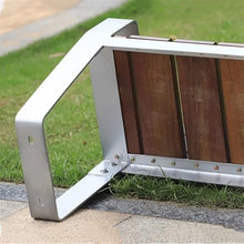 GRFIT Outdoor Bench Stainless Steel Bench for Outdoor Garden, Wooden Chair Surface, for Balcony, Terrace, Leisure, Back for Sitting Garden Bench (Small)