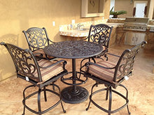 theWorldofpatio Cast Aluminum Powder Coated 5pc Outdoor Patio Bar Set with 42" Round Table Antique Bronze