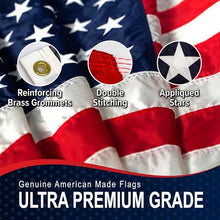 American Flag 30x50 Made in USA – Heavy Duty 2-Ply Polyester Outdoor Flag, Applique Stars & Sewn Stripes, Durable Canvas Header with Rope and Thimbles – Collins Flags