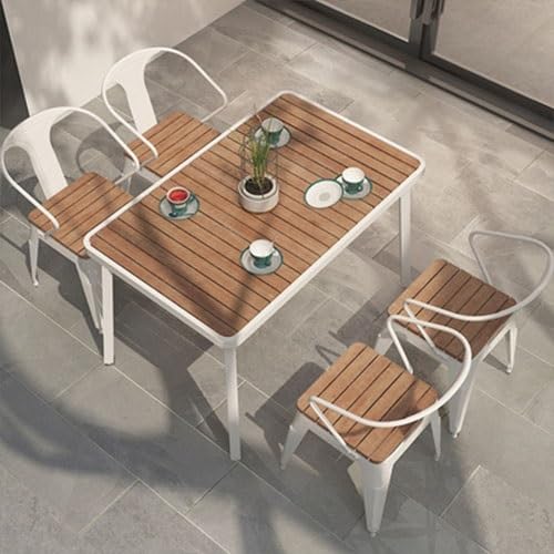 Balcony Table and Chair Set Outdoor Wrought Iron Garden Furniture Sets Patio Tables And Chairs Waterproof Sunscreen Villa Balcony Leisure Furniture Bistro Table Set ( Color : 140cm table 4 chairs )