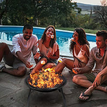 Outdoor Fire Pit Wood Burning Steel BBQ Grill Fire Pit Bowl with Mesh Fire Pit Outdoor Fireplace for Backyard Camping Picnic Bring 5 Barbecue Sticks