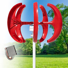 CLPYING 16000W Wind Turbine Generator, 12V 24V 48V Vertical Axis with Controller, 5 Leavies Kit for Boats, Terraces, Cabins(Red,24V)