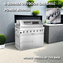 RGWYGCG Outdoor Grill, 6-Burner Stainless Steel Gas Grill with Rotisserie Kit, Heavy Duty Outdoor Kitchen Grilling Station with Viewing Window. for Backyard,Patio, Poolside BBQ
