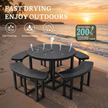 YITAHOME 38'' Metal Picnic Table with Umbrella Hole