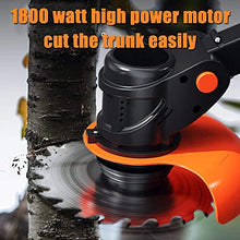 AMYYTL Electric Lawn Mower, U-Shaped Handle, Small Portable Telescopic Battery Powered Rotary Lawn Mower with Metal Blades, Powerful and Lightweight 1800W ding Pruning Tools, 15000mA, 2 B