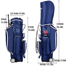 ACXZ Golf Clubs Cart Carry Bag with Wheels 5 Way Dividers, Lightweight Trolley Bag Blue