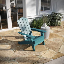 Taylor & Logan Nellis Adirondack Chair with Cup Holder, Weather Resistant HDPE Adirondack Chair in Blue, Set of 4