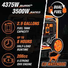 WEN DF430X 4375-Watt Dual Fuel Portable Generator with Wheel Kit and CO Shutdown Sensor, Black