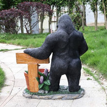 Outdoor Gorilla Garden Statue Flower Planter Urns with Welcome Sign, Resin Animal Yard Sculpture, Patio Porch Lawn Entryway Backyard Ornament for Courtyard Walkway Landscape Decor (Standing Gorilla)