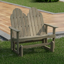 Wildridge Classic Adirondack Glider, Weathered Wood - Outdoor Weather Resistant Recycled HDPE Glider for Porch, Patio, Deck