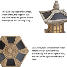 RAN 18.9in Tall Stone Pagoda Outdoor Statue, Waterproof Zen Japanese Lantern Garden Sculpture Solar Powered LED Light Outdoor Decor