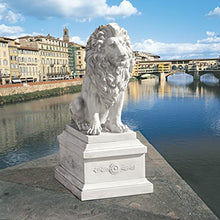 Design Toscano Lion of Florence Sentinel Indoor/Outdoor Animal Statue, 28 Inch Tall, Cast Stone Resin, Antique Stone Finish