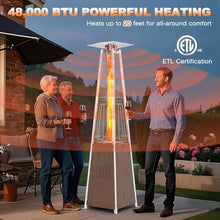 48,000 BTU Patio Heater with Wheels Propane Outdoor Heater for Terrace Garden Poolside 360° Pyramid Heater with Protective Cover Stainless Steel and Glass Brown