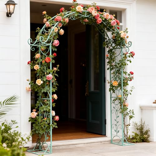 Sungmor Metal Garden Arbor, 92.5in High x 11.8in Wide,Elegant Green Archway