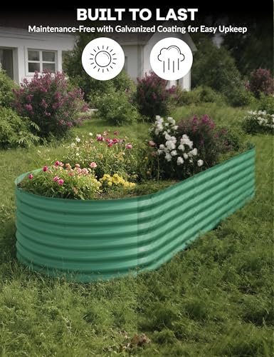 Hipicute 2Pcs 8x4x1.5ft Galvanized Raised Garden Bed Green