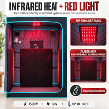 AURGOD 2 Person Portable Infrared Sauna for Home with Red Light, 1500W 120V