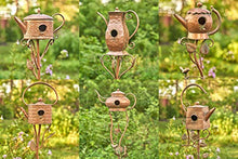Zaer Ltd. Copper Colored Teapot Birdhouse Garden Stakes Set of 6