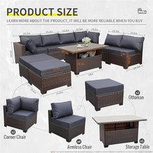 UOPYNE Modern 9 Piece Outdoor Patio Furniture Set - High Back Extra Large PE Rattan Sectional Sofa with Coffee Tables, Wicker Conversation Sets for Leisure, Versatile