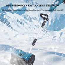 Electric Snow Shovel with 2 Li-ion Battery, 1000W Cordless Manual Push Snow Sweeper with Adjustable Direction and Telescopic Pole, Foldable Snow Blower for School Roads, Driveway Clearing, Patio