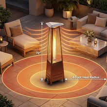 The Capri Patio Heater by Lava Heat Italia, Liquid Propane Compact Flame Tower in Stainless Steel, Italian-Designed Triangle Chassis Outdoor Heater for Balconies, Small Patios, and Residential Use