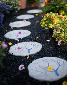 Innovz Round Patio Lawn Stepping Stone 3pcs 6pcs, Chinese Style Garden Yard Stepping Decorative Stones, Tree Trunk Pattern Paving Stones, Outdoor Ornament (Color : 6-Pack)