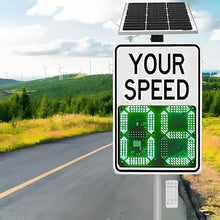 Solar Radar Feedback Speed ​​Limit Sign, LED Display 20x28" 24x35" Solar Radar Detection Iron Weatherproof Traffic Sign with Installation Kit and Remote Control