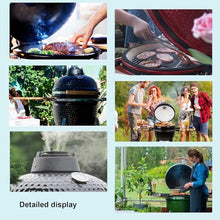 Ceramic Grill, Outdoor BBQ Smoker with Wooden Handle, Stainless Steel Grid Pan for Backyard Camping & Garden Party(A,26in)