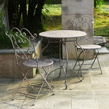 FENOKD Old Iron Table and Chair Set Suitable for Patio Patio Backrest Outdoor Coffee Table Home Gardening Decoration Exquisite Pattern 27.5 Inches Retro White
