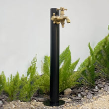 304 Stainless Steel Cylindrical Vertical Garden Water Column,Freestanding Hose Stand with Lock Faucet,Outdoor Antifreeze Faucet Water Dispenser Hydrant Water Feature Fountain