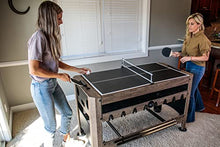 Triumph 56” 4-in-1 Swivel Multi-Game Table - Air Hockey, Billiards, Foosball, Ping Pong - Rustic Wood Grain Finish Brown
