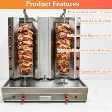 WYDDDARY Commercial Gas Shawarma Grill Machine 2800Pa 2-Station Auto-rotate