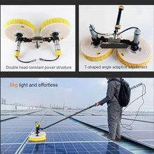 pealiritansemen Solar Panel Cleaning Tool, Telescopic Pole Window Cleaner, Outdoor Pool Cleaning Brush, Adjustable Length, Double Brush Head, Come with A Pair of Gloves,7.5m