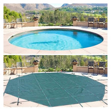 MZZKFC Round Inground Pool Safety Cover, 35 33 30 27 23 20 18 13 10 8 5 3 FT Folding Pool Membrane/Tarpaulin, Swimming Pools Tarps/Pool Winter Leaf Net Covers(Green Dia,34.5ft/1051cm)