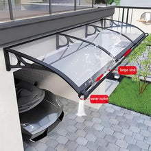 Outdoor Patio Veranda Window Awning: Modular Polycarbonate Cover with Drainage Gutter & Aluminum Bracket, Weather-Resistant Black (47x141in/120x360cm)