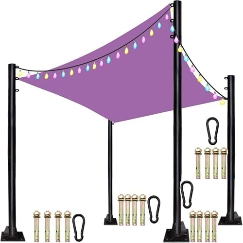 XIVUIFOI 9.8ft Sun Shade Sail Poles Set,Awning Canopy Support Poles,Garden String Light Pole Post,Heavy Duty Steel Pole,Canopy Awning Shade Cloth Metal Pole,for Outdoor Shade (60mm)