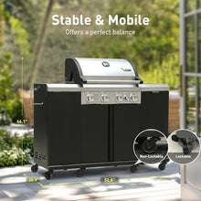 Brand-Man 4-Burner Gas Outdoor Kitchen Grill Island with Side Burner
