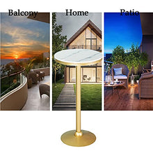 Dntum Bistro Table Made of Marble Top - Round,Small High Table for The Garden, Balcony and Outdoor Catering - Easy-Care Garden Tables with Metal Legs - White and Gold (Black 75cm(29.5in))