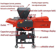 INTSUPERMAI Hay Cutter Pulverizer Grass Crusher 6-Blade Feed Crusher Grass Chaff Cutter Hay Cutter Machine Dry-Wet Straw Cutter with Conveyor and Feed Hopper 500-1000KG/H 220V