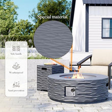 Cosiest Propane Fire Pit with Tank Cover for Outside, 35 in Round Gas Fire Pits for Outdoor Patio, Certified, 50000 BTU Concrete Rectangle Base with Rain Cover, Free Lava Rocks