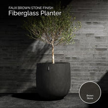 COSAPOTS Mondo Round Indoor/Outdoor Planter, 34x31in Brown Stone